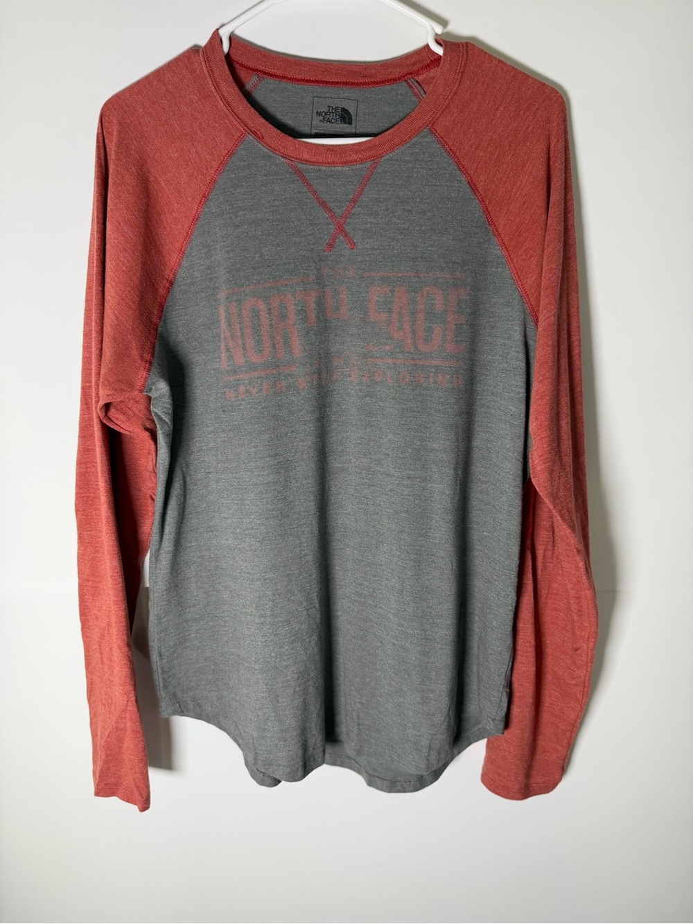 The North Face Long Sleeve Raglan Tee in Gray & Rust